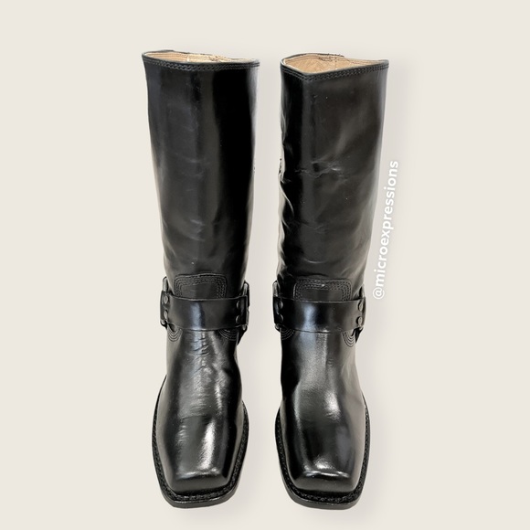 RARE Frye 150th ANNIVERSARY Harness 12R Black Leather Moto Cowboy Rodeo Boots - Picture 11 of 16